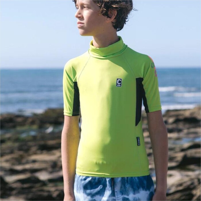 2024 C-Skins Junior NuWave X Short Sleeve Rash Vest C-NLYSSJ - Lime / Anthracite / Multi